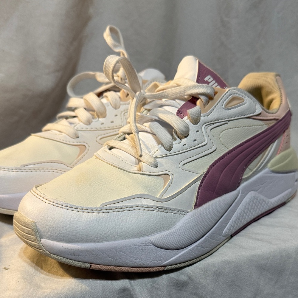 Puma Women’s Cream Sneakers with Mauve Accent